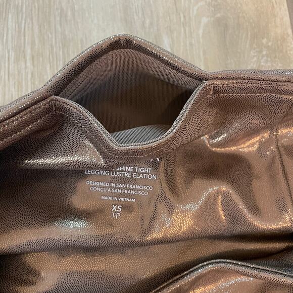 Athleta Elation Shine Tight Legging XS NWT Metallic Bronze/Tuscan Gold High-Rise - Picture 11 of 13